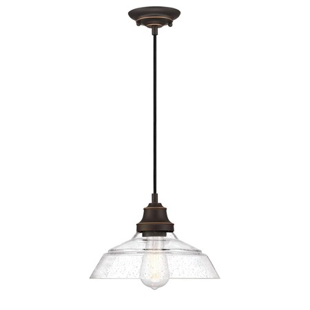 Westinghouse Pendant 60W Iron Hill 11In ORB High-Lights Clear Seeded Glass 6116600
